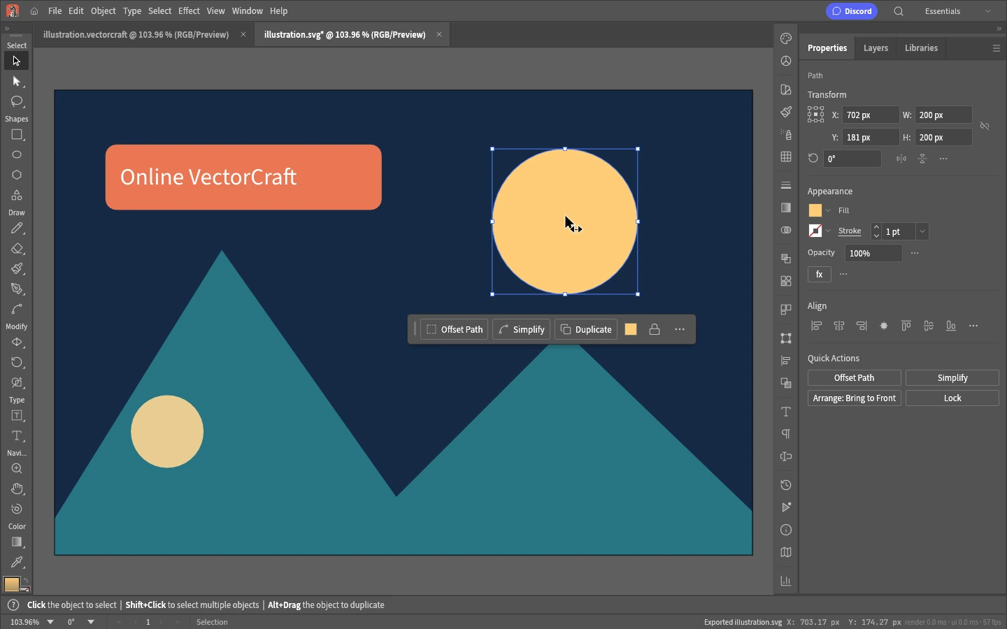 Draw vector illustrations: menus, canvas and panels
