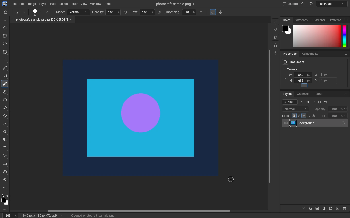 PhotoCraft Web workspace showing a local image, toolbar and Layers panel